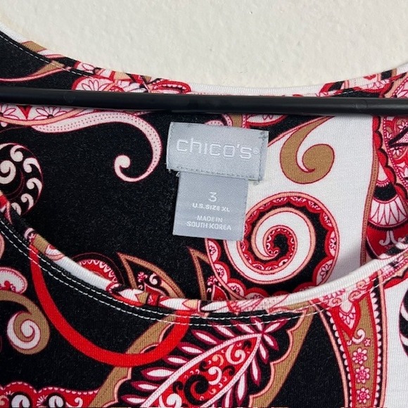 Chico's Paisley Print Long Sleeve Top Sz 3 (XL) Artsy Elegant Casual Boho - Picture 2 of 10